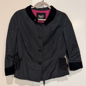 DOLCE & GABBANA Black Y2K Jacket Black w Ruffle Detailing Size 44 US 8